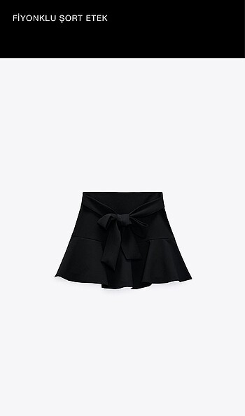 Zara Fiyonklu Siyah Şort Etek