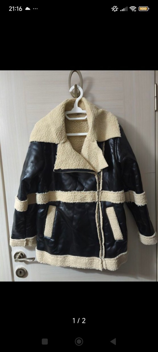 Kürklü Kısa Deri Kadın Ceket - Görsel 2