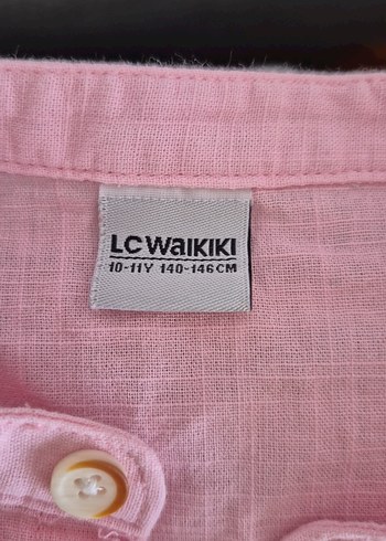 LC Waikiki Düğmeli Pembe Keten erkek çocuk Gömlek