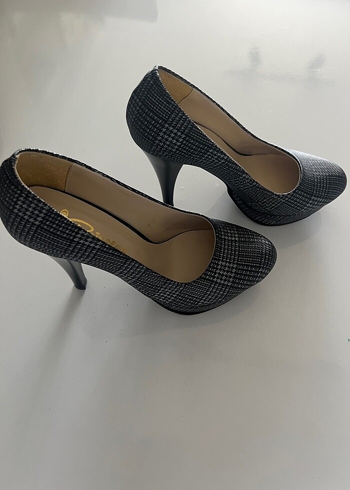 Platform topuk ekose ayakkabı - Görsel 2