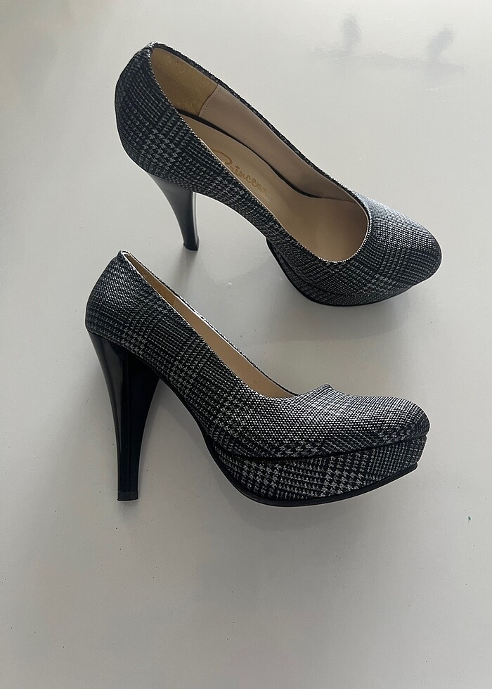 Platform topuk ekose ayakkabı - Görsel 3