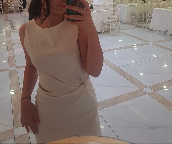s Beden beyaz Renk Keten elbise