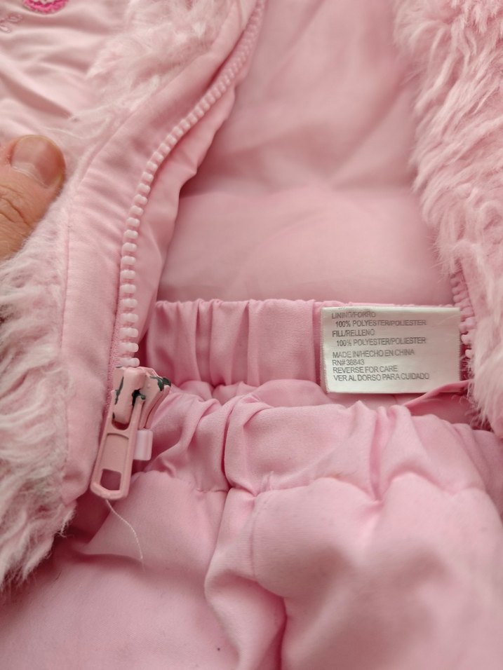 Pembe Nakışlı Kürklü Bebek Kış Tulumu - Görsel 3