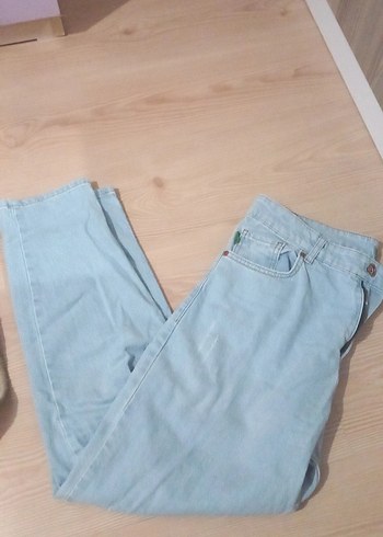 32 Beden Pastel Mavi Erkek Mom Jean Pantolon