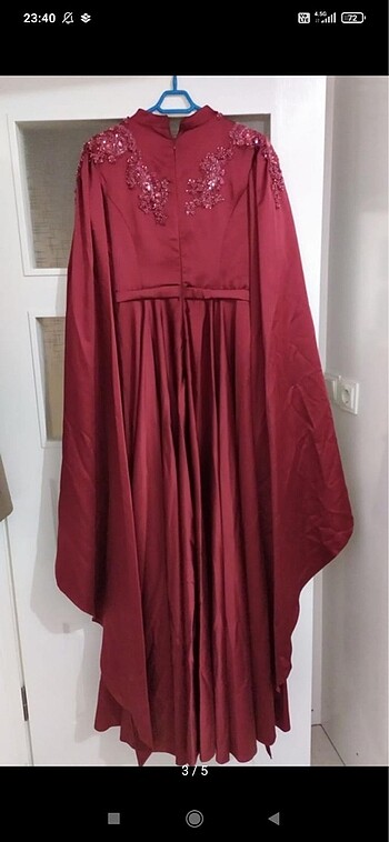 42 Beden bordo Renk Bordo saten tesettür abiye kina elbisesi