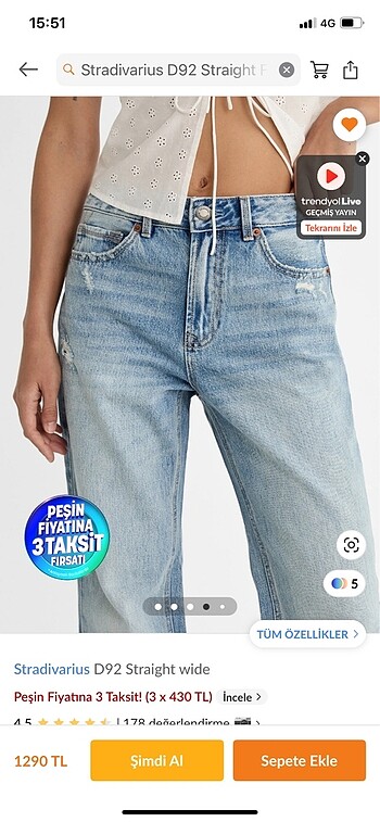 38 Beden çeşitli Renk Stradivarius d92 straight wide pantolon