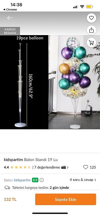 19 Çubuklu Balon Standı