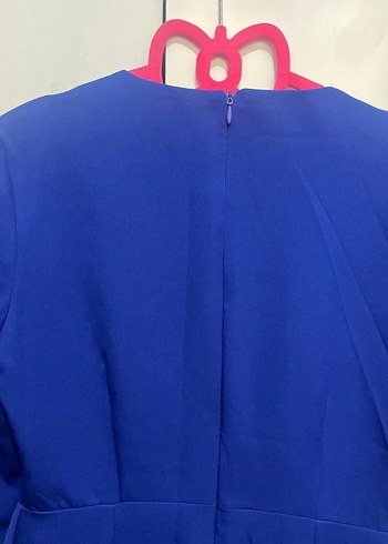 Uzun Kollu Lacivert Kadın Ofis Elbisesi - Görsel 6