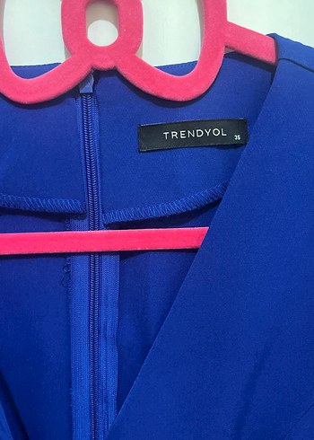 Uzun Kollu Lacivert Kadın Ofis Elbisesi - Görsel 4