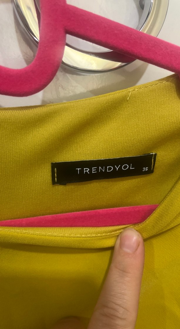 Sarı Pilili Midi Kadın Abiye Elbise - Görsel 3