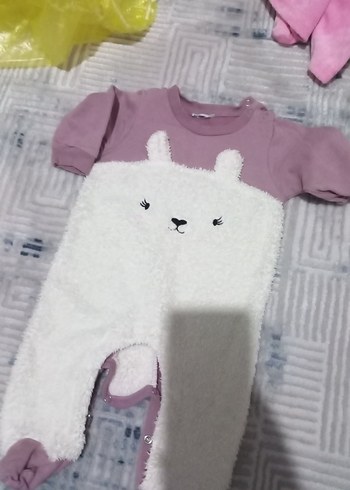 HelloBaby Peluş Detaylı Mor Bebek Tulum