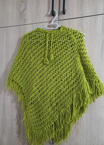 Kız Çocuk Örgü Bohem Panço Yeşil - Görsel 2