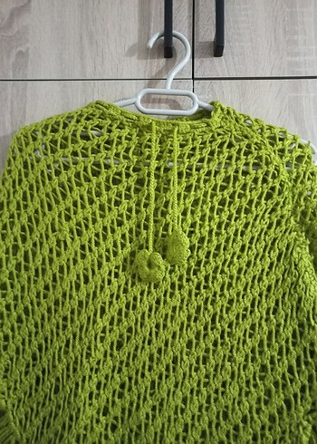 Kız Çocuk Örgü Bohem Panço Yeşil - Görsel 3