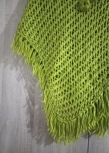 Kız Çocuk Örgü Bohem Panço Yeşil - Görsel 4