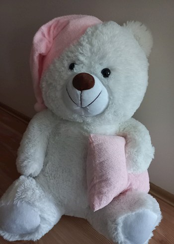 Diğer Beyaz Peluş Ayıcık Şapkalı ve Yastıklı