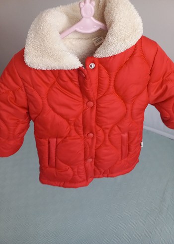 Kız Çocuk Kırmızı Kürklü Mont