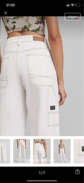 Bershka beyaz kargo pantolon