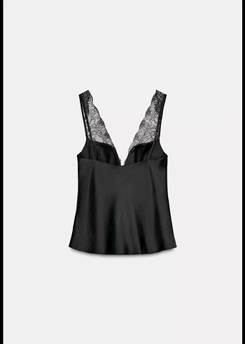 Zara Dantel Detaylı Siyah Straplez Büstiyer - Görsel 3