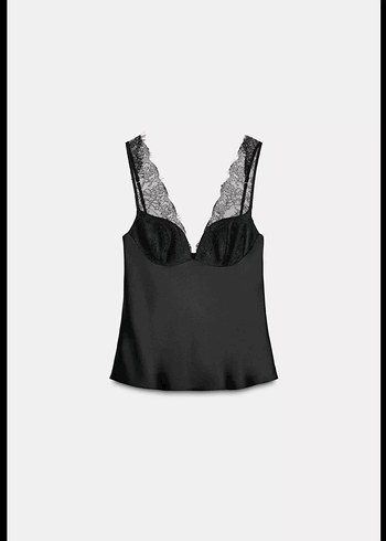 Zara Dantel Detaylı Siyah Straplez Büstiyer - Görsel 2