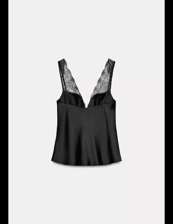 Zara Dantel Detaylı Siyah Straplez Büstiyer - Görsel 3