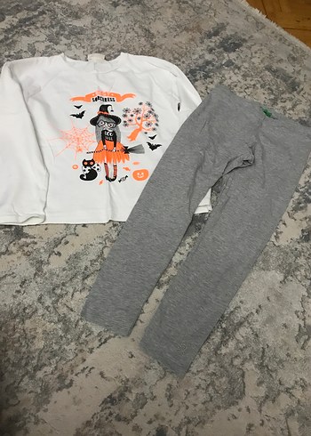 Kız Çocuk Gri Pamuklu Sweatshirt ve Eşofman