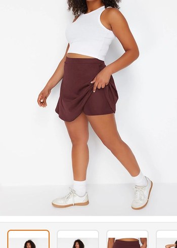 Trendyol & Milla Kadın Kahverengi Midi Mini Etek