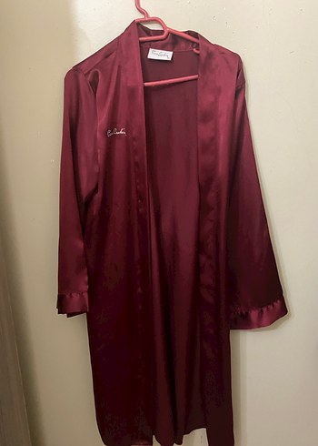 Bordo Uzun Kollu Parlak Kadın Sabahlık - Görsel 3