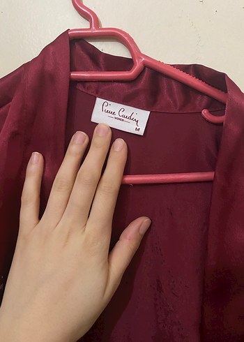 Bordo Uzun Kollu Parlak Kadın Sabahlık - Görsel 2