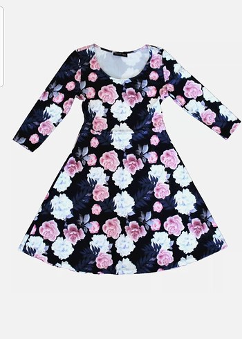 Pembe Çiçekli Uzun Kollu Bohem Elbise - Görsel 3