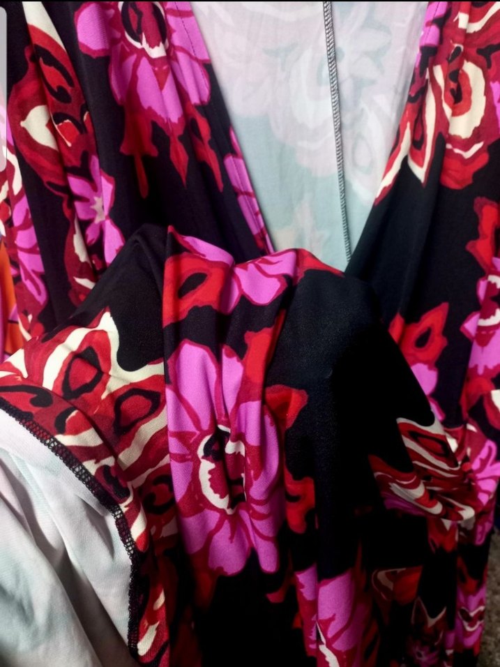 Bordo Çiçek Desenli Uzun Bohem Elbise - Görsel 3