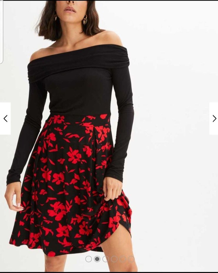 Siyah Çiçek Desenli  Mini Elbise - Görsel 2