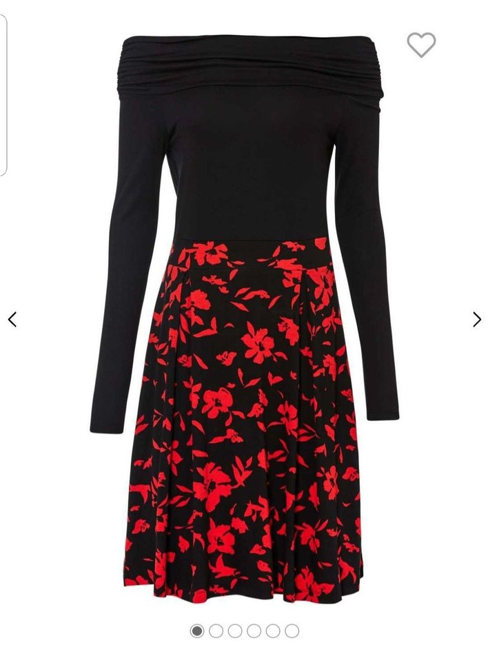 Siyah Çiçek Desenli Uzun Kollu Mini Elbise - Görsel 3