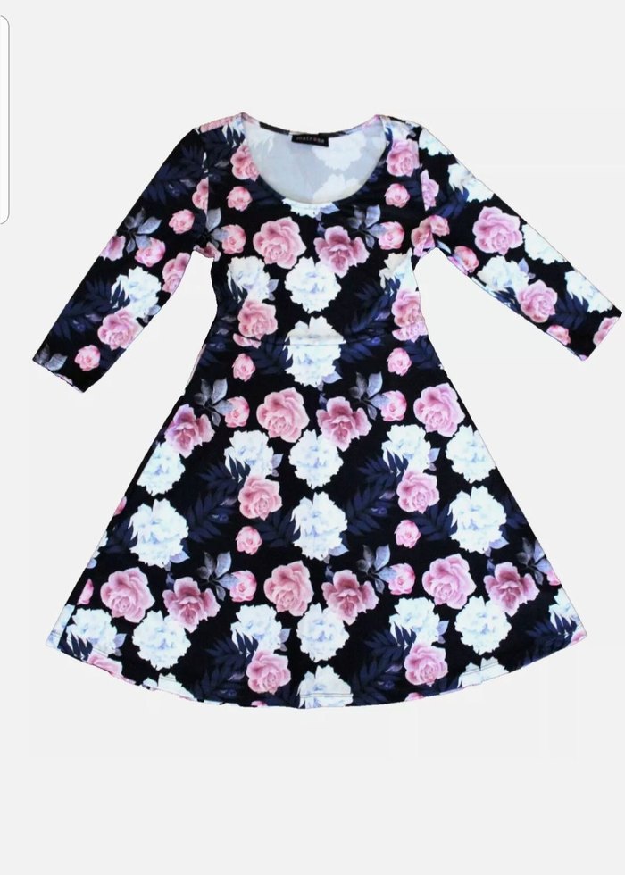 Bohem Pembe Çiçekli Midi Elbise - Görsel 3