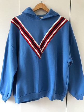 Kapüşonlu mavi sweat