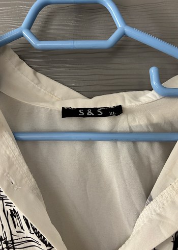 xl Beden beyaz Renk Renkli Baskılı Uzun Kollu Pamuklu Kadın Gömlek