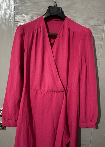 Uzun Kollu Pembe Bohem Kadın Elbise - Görsel 2