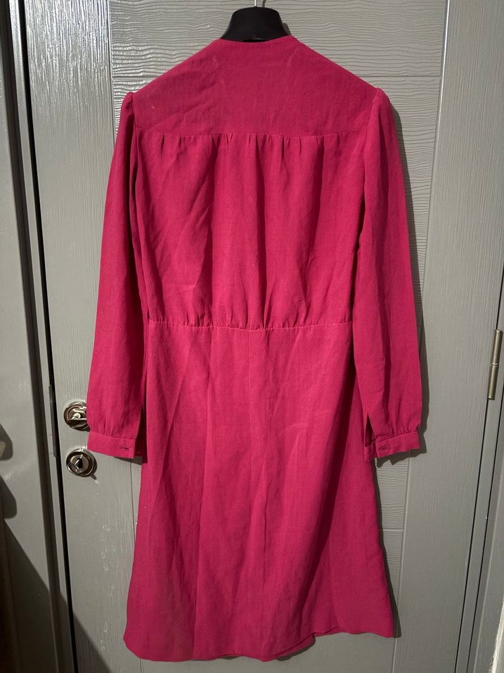 Uzun Kollu Pembe Bohem Kadın Elbise - Görsel 3