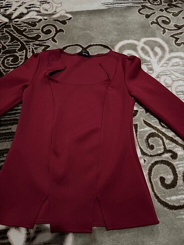 m Beden bordo Renk Lazer kesim bluz