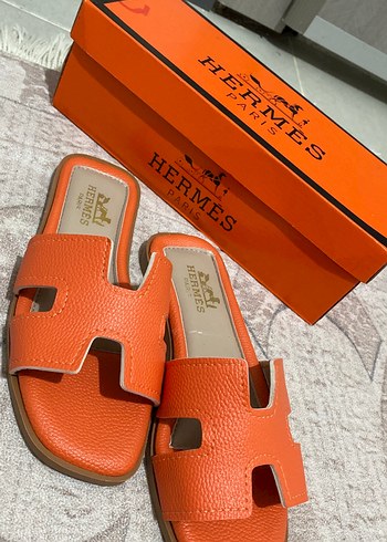 Turuncu Tokalı Hermès Yüksek Topuklu Terlik
