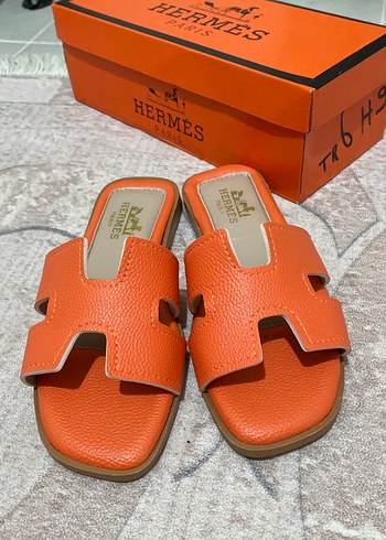 36 Beden turuncu Renk Turuncu Tokalı Hermès Yüksek Topuklu Terlik