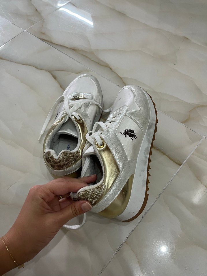 Beyaz US POLO marka spor ayakkabı - Görsel 3