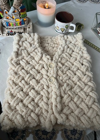 Alize puffy El işi bebek yeleği - Görsel 3