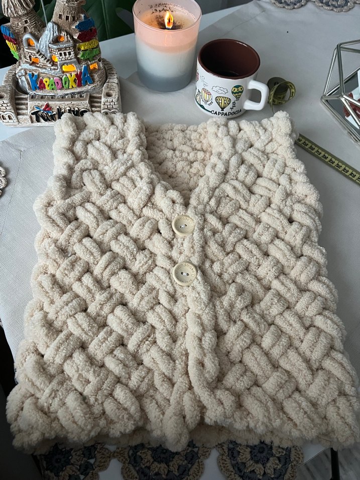 Alize puffy El işi bebek yeleği - Görsel 3