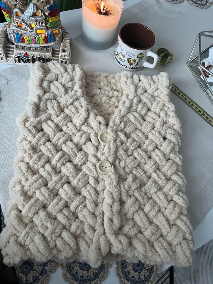 Alize puffy El işi bebek yeleği - Görsel 2