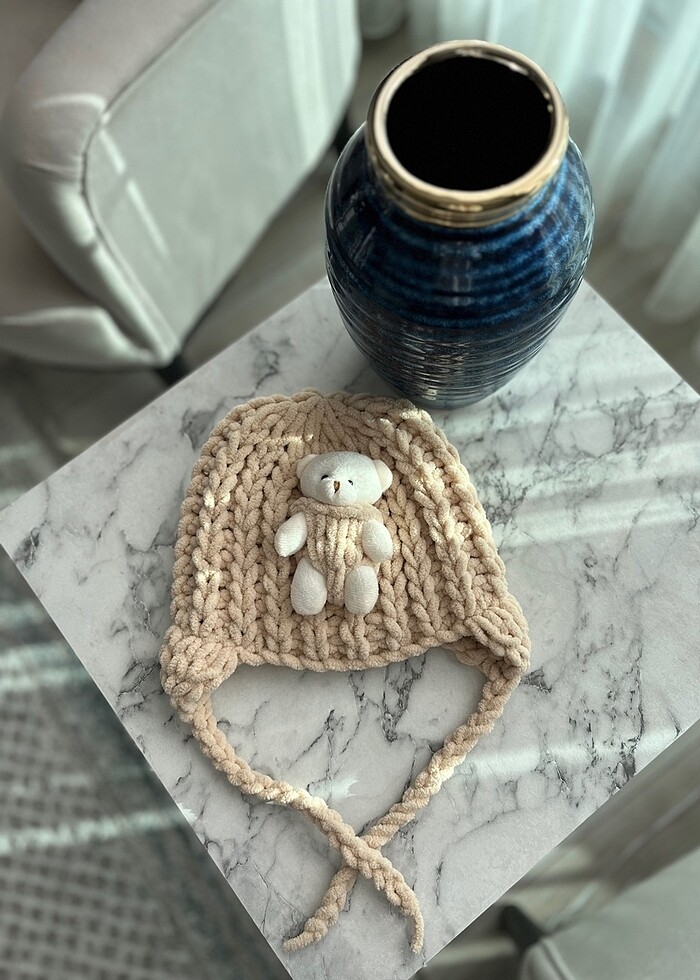 Ayıcıklı puffy çocuk şapkası - Görsel 4