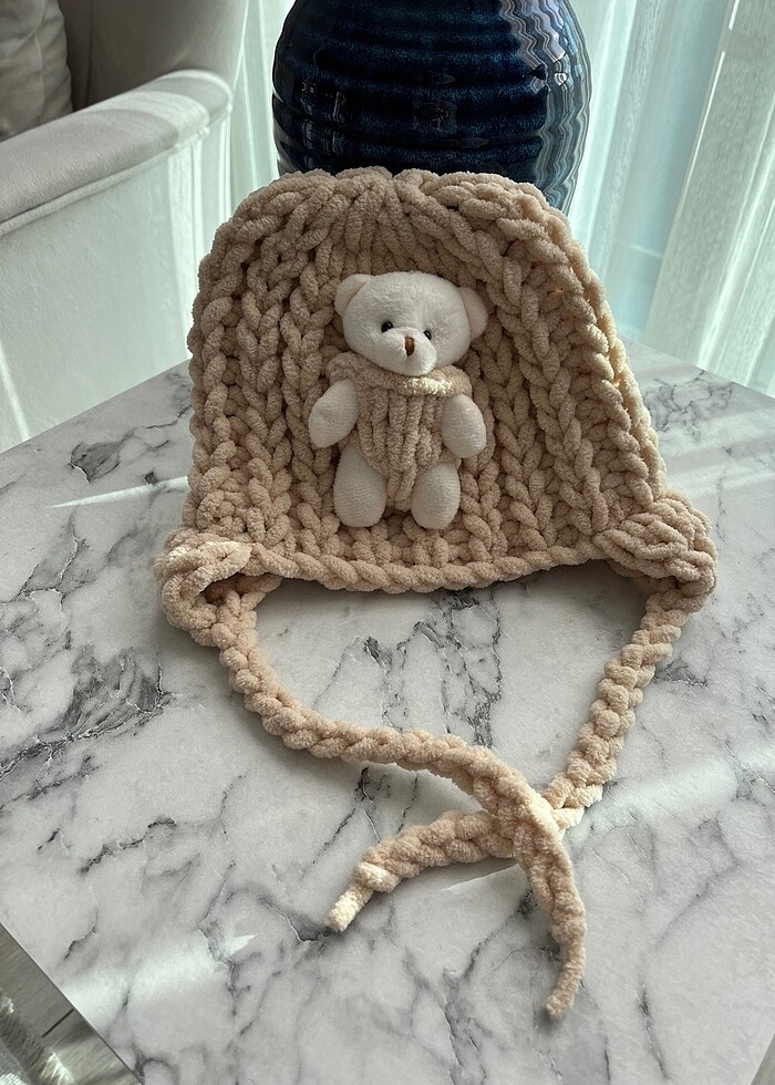 Ayıcıklı puffy çocuk şapkası - Görsel 3