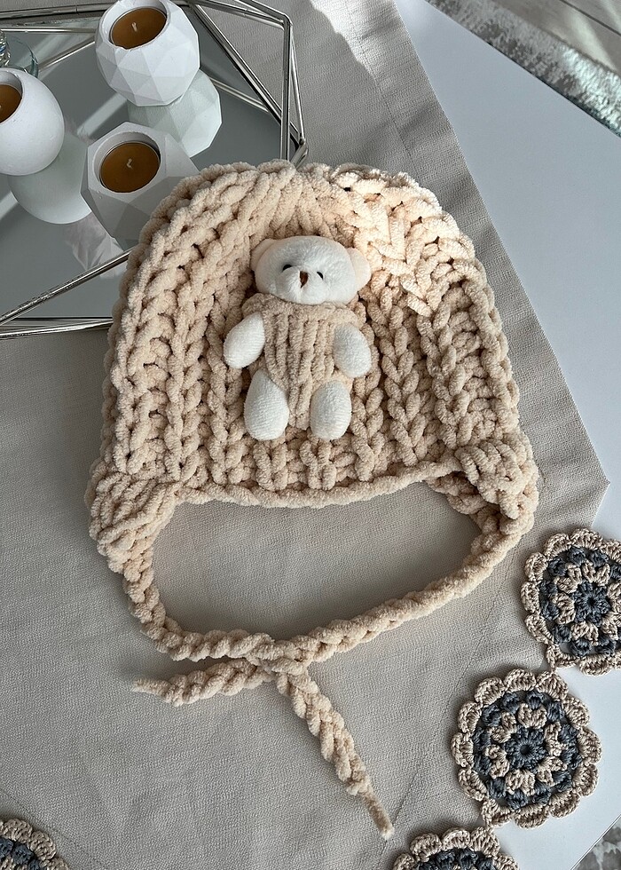 Ayıcıklı puffy çocuk şapkası - Görsel 2