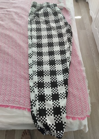 Kadın Kareli Piliseli Sokak Stili Kumaş Pantolon