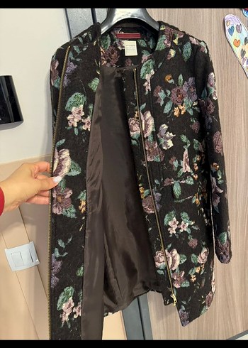 Çiçek Desenli Bohem Midi Kadın Kaban - Görsel 4