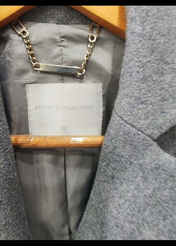 Gri Yünlü kadın Klasik Düğmeli Kaban - Görsel 4